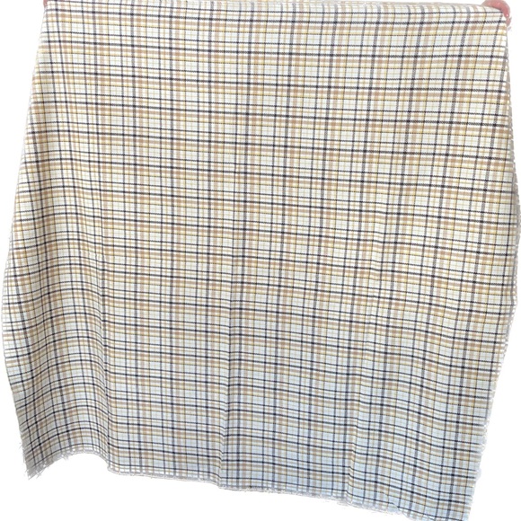 Plaid Fabric Material Yellow White Black 56” by 61” - Picture 3 of 3